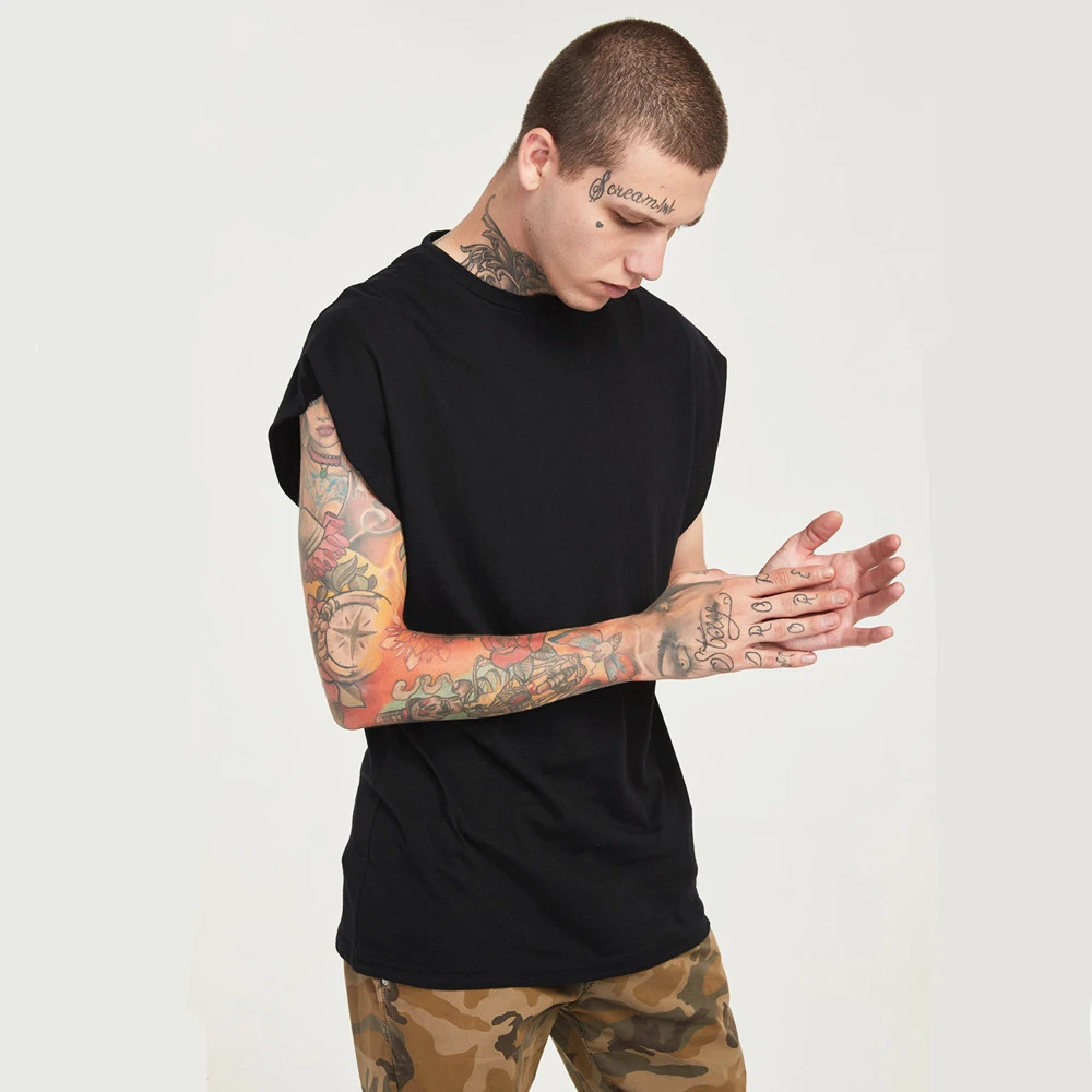 

Wholesale Mens Drop Shoulder Tees Low Cut Sleeveless T Shirt