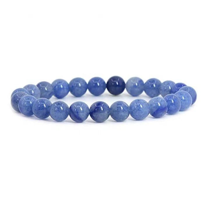 

8mm Natural Round Polish Blue Aventurine Semi-Precious Gemstones Healing Crystal Beads Stretch Bracelets