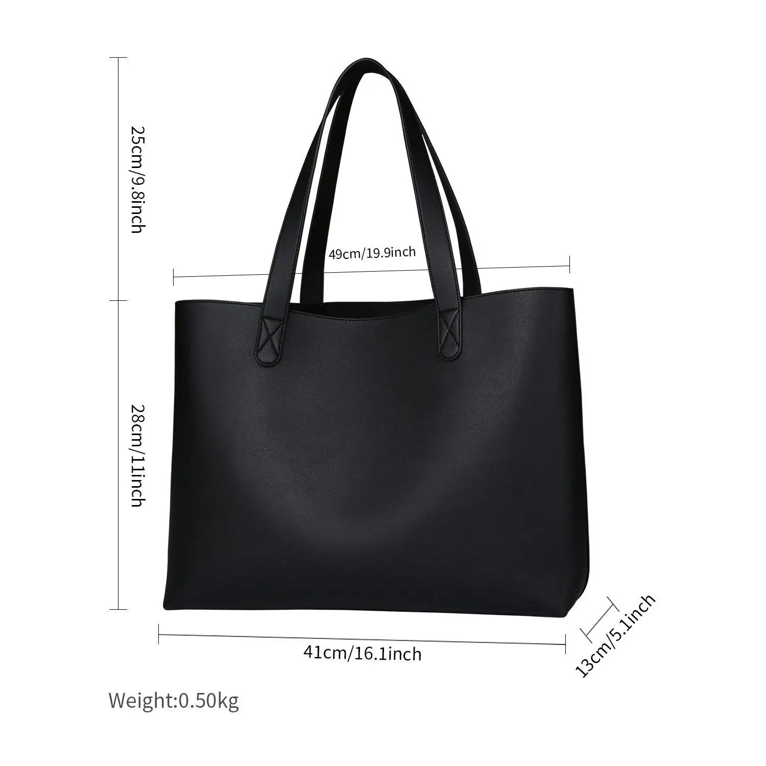 Tote Bag Womens Handbags Pu Leather Shoulder Bag Large Tote Bag Black ...