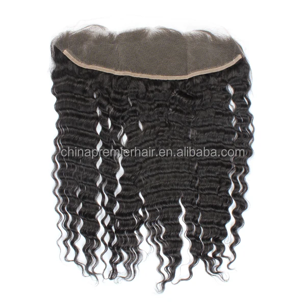 

Premier Lace Wigs Deep Wave Virgin Brazilian Hair Natural Color 13X4" Swiss Lace Lace Frontal