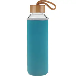 Fast Delivery Wholesale Funny 550 Ml Portable Bamboo Lid Glas Water Drinking Bottle