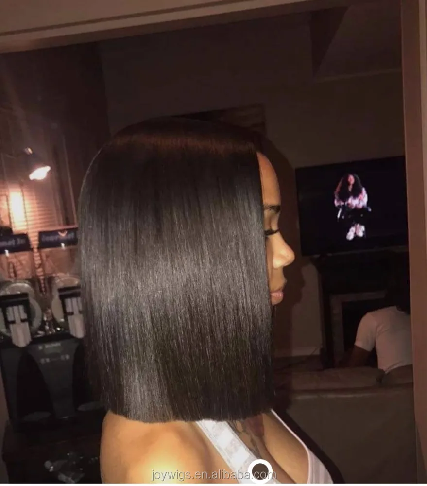 

Joywigs Stock Middle part Blunt cut century 8inch short human hair bob wigs brazilian hair for african american