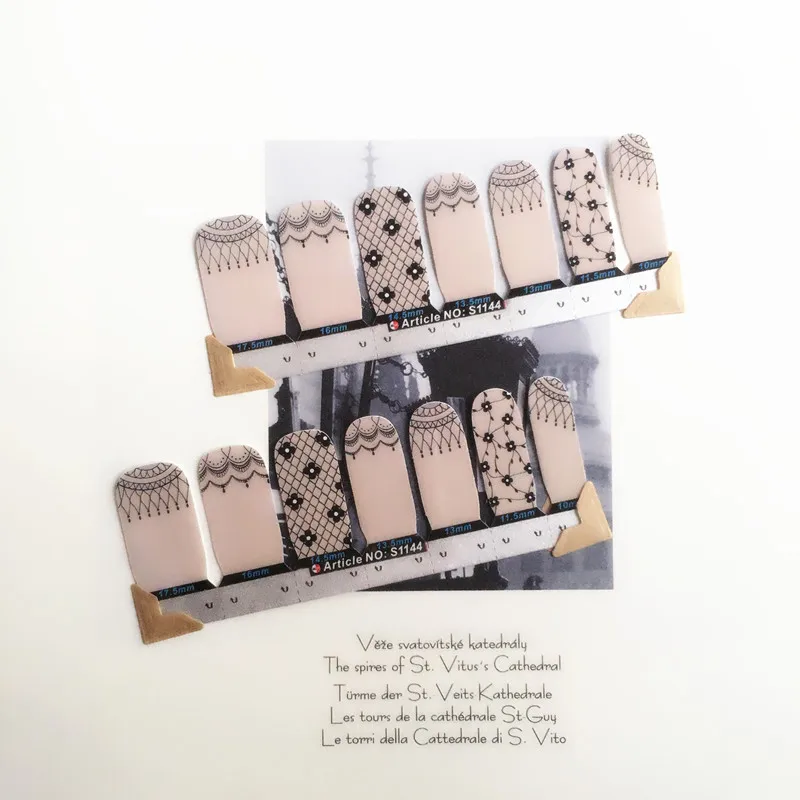 Brown Simple Fresh Nail Arts Sticker 14 pcs set Waterproof Nail Decal Art Sticker Gel Polish