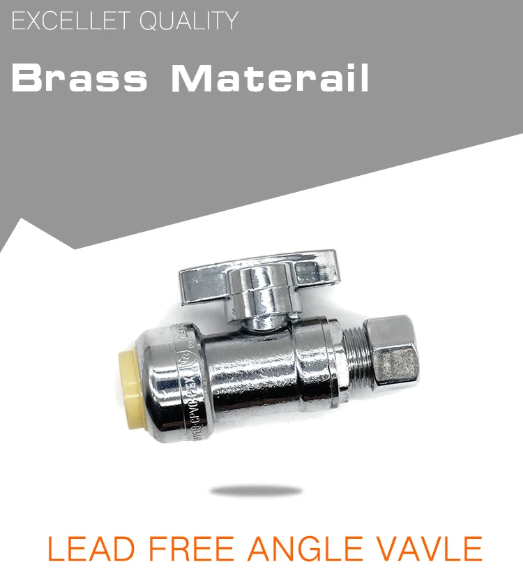 1/2" Push Fit X 3/8" Od Compr Straight Stop Valves 1/4 Turn Leadfree