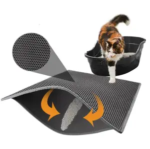 Image of Washable Double Layer Cat Litter Trapper Mat EVA Foam Pet Litter Mat for Cat Litter Ant--Slip Cat Mat