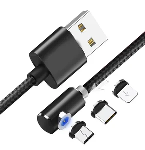 90 Degree Magnetic USB Charger Cable Type C 8 pin & Micro USB