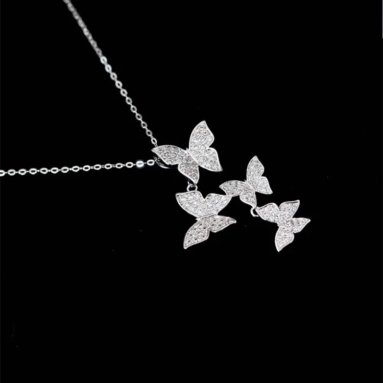

Fashion Jewelry 925 Sterling Silver four BUTTERFLY NECKLACE
