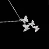 Fashion Jewelry 925 Sterling Silver four BUTTERFLY NECKLACE