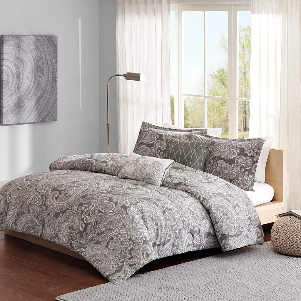 Buy Madison Park Pure Ronan King Cal King Size Bed Comforter Set Grey Paisley 5 Pieces Bedding Sets 100 Cotton Bedroom Comforters In Cheap Price On Alibaba Com