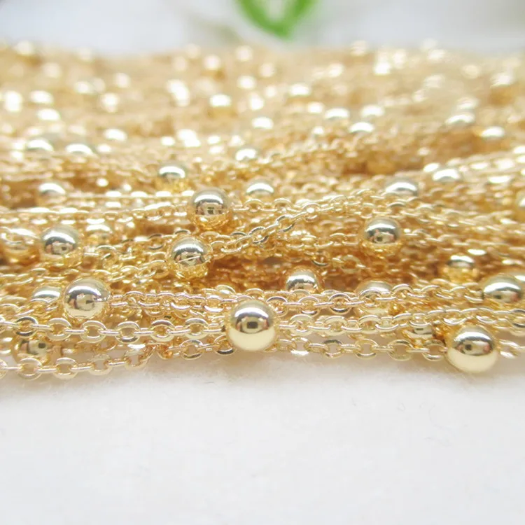 

NANA high quality 24k italian gold filled chain with 3mm round bead, 1.5mm chain size