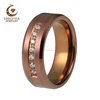 CNC 7 CZ Stones Stainless Steel Brown Plated Tungsten Wedding Engagement ring For Men Women Comfort Fit