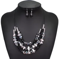 

Bohemian Crystal Beaded Necklaces Women Sets Statement Multilayer Collar Necklace Earrings Jewelry Sets Accessories