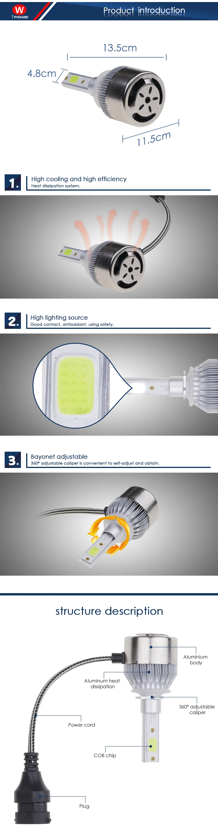 For Competitive price auto accessories CE RoHS 360 Degree 60w 880 car h4 led headlight bulbs
