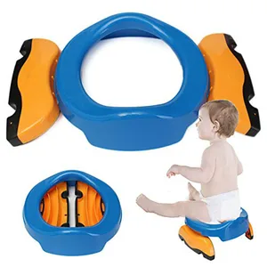 Image of Baby Travel Foldable Potty Chair 2 in 1 Seat Kids Comfortable Portable Toilet Assistant Eco-friendly Stool PP Plastic portable