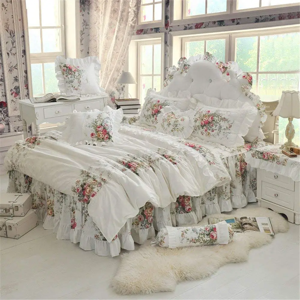 Buy Vintage Shabby Chic Floral Ruffle Duvet Cover Princess
