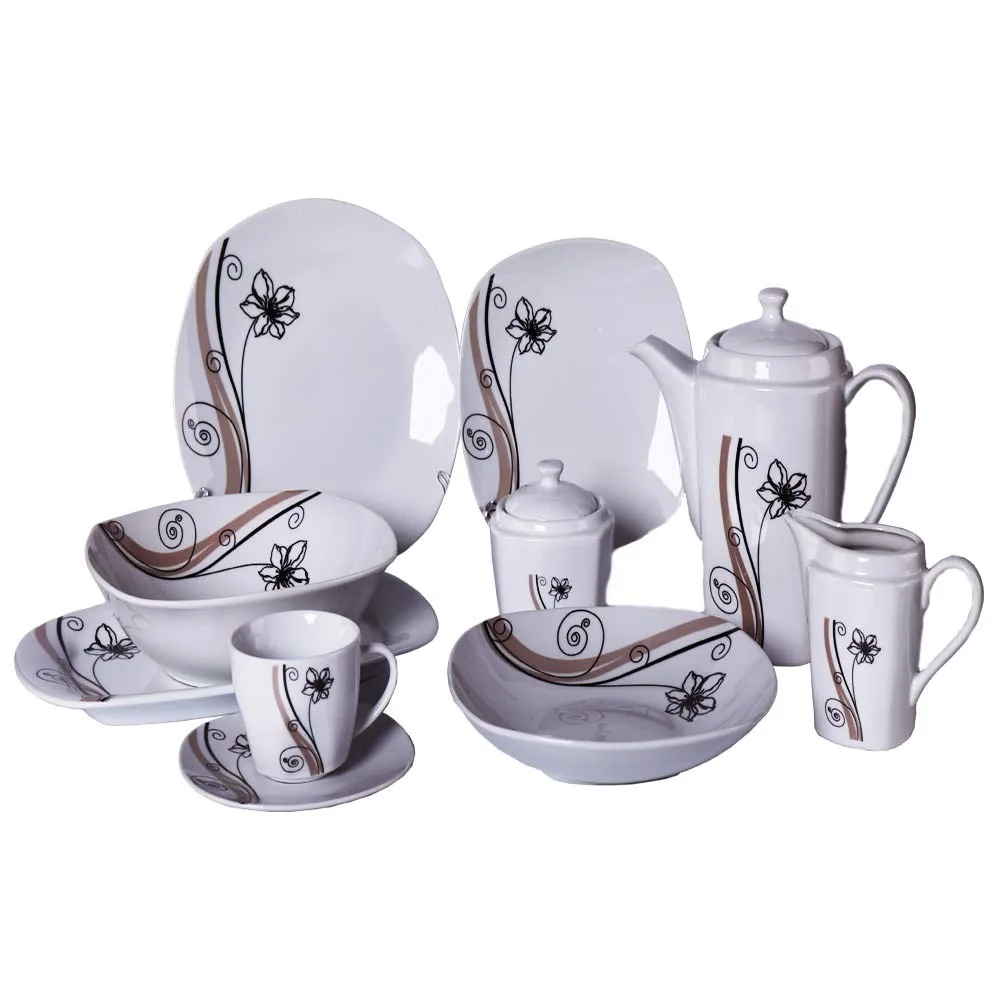 White Dinner Plate Sets Porcelain Dinnerware Kitchen Ceramic Houseware