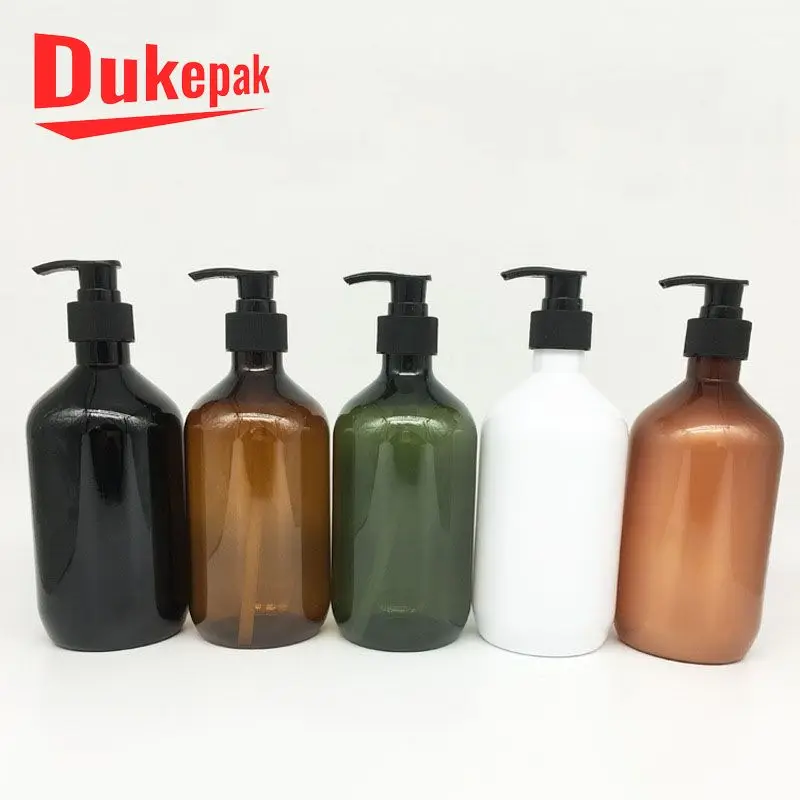 
Custom logo large white amber green translucence 500 ml pet shampoo bottle 