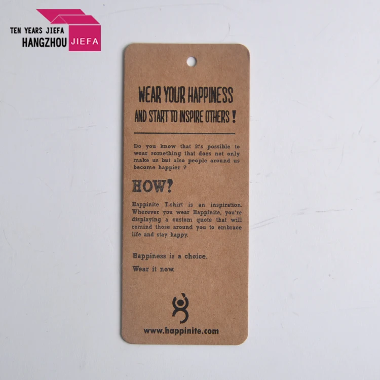 

Custom washable printed beige garment paper hang tags for Jeans, Cmyk