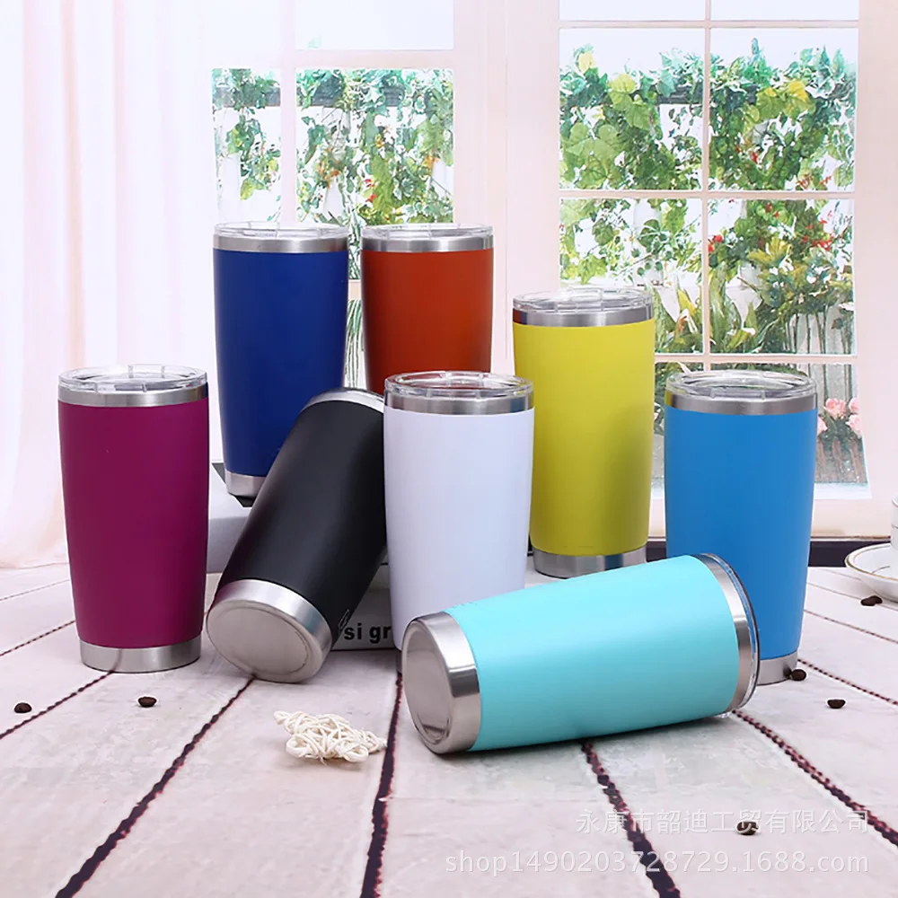 

Powder Coating 20oz Stainless steel Tumbler 18/8 Double wall vacuum insulated beer mug, Purple;blue red;white;black;yellow;green;light blue