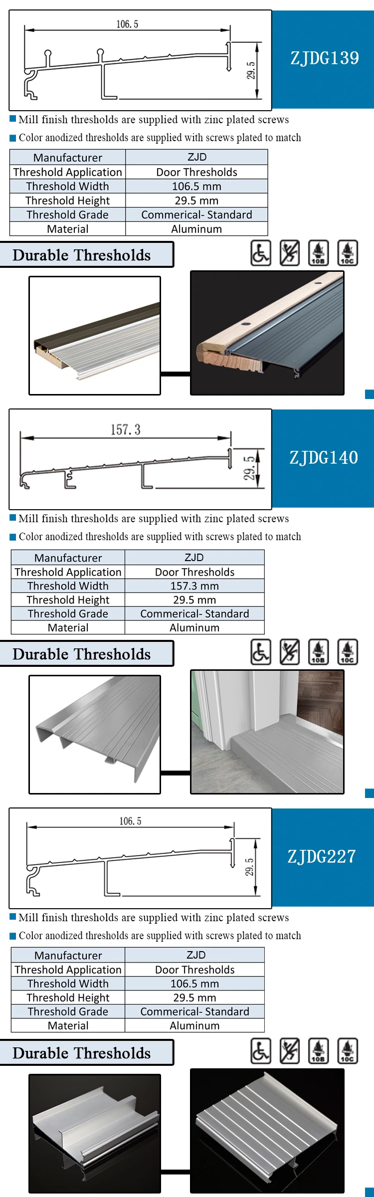 Aluminum Metal Flooring Door Threshold Strip 3m - Buy Door Threshold ...