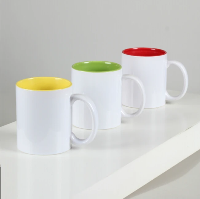 

Haonai 11oz wholesale inner color white sublimation mug, coated inside color coffee mug