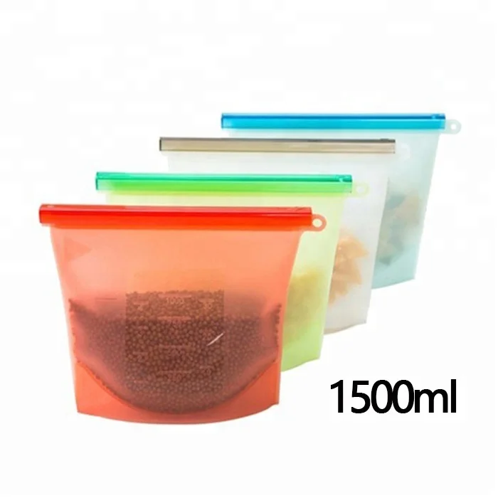 1500ml Eco Friendly Ziplock Silicone Reusable Food Storage Bag