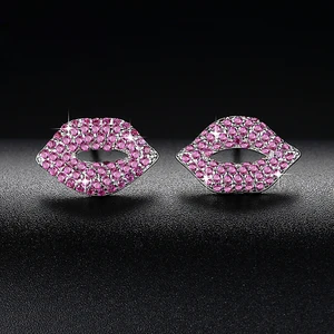 Solid Silver Ruby Lip Stud Earrings Unique Stud Earrings Jewelry Manufacturer EAC133