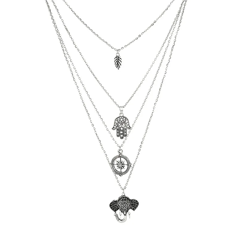 

Simple chain wild leaf palm elephant clavicle necklace, N/a