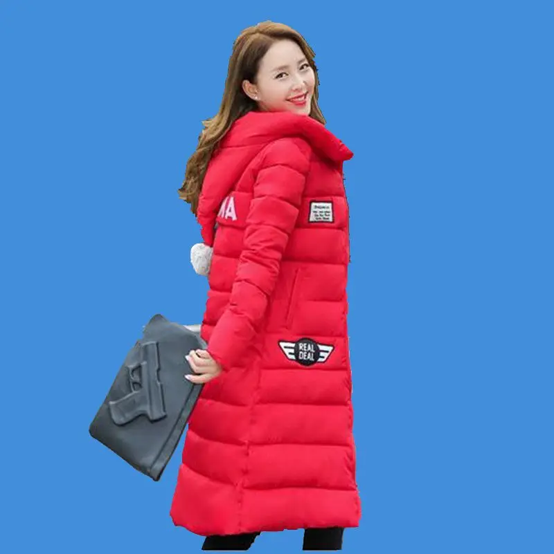 2016Korea font b Winter b font New Fashion Thicken Warm Fur Ball Hooded Down Jacket Women