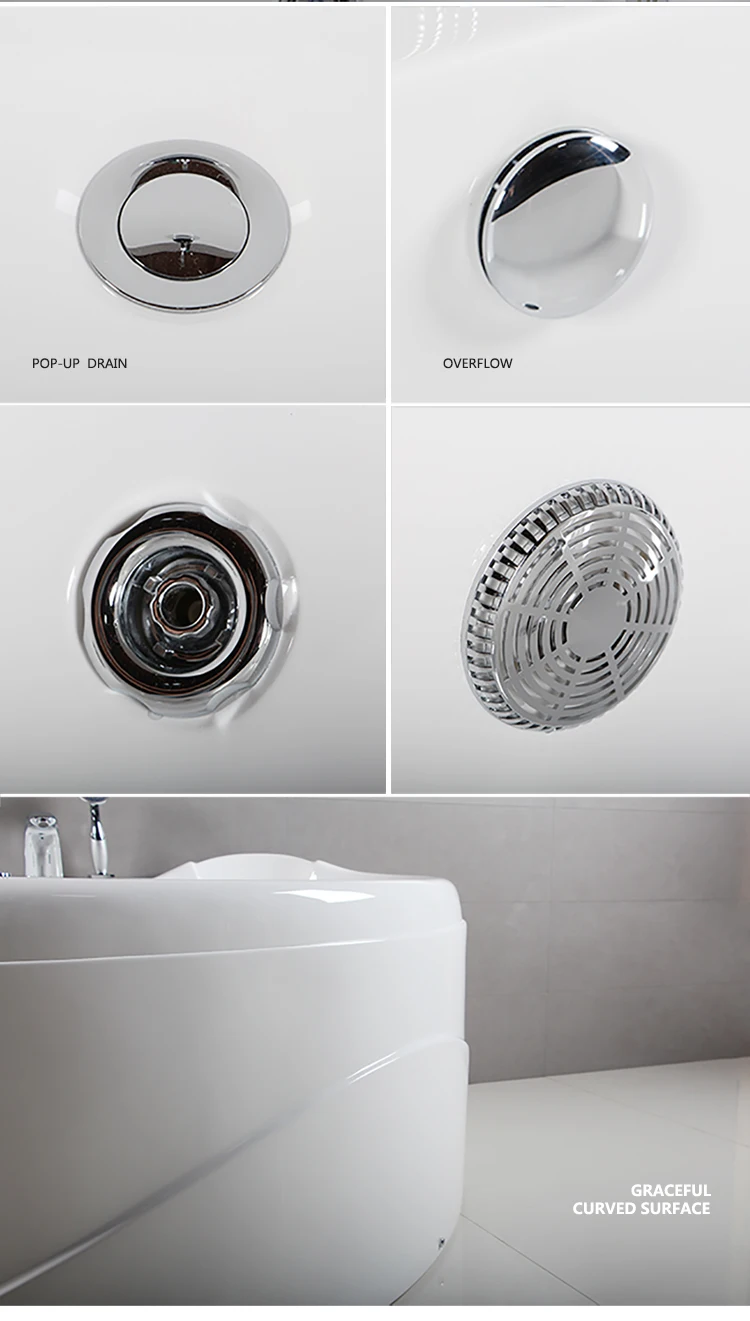 Acrylic Air Bubble Corner 2 Person Massage Bath Tub Jacuzi Bathtub