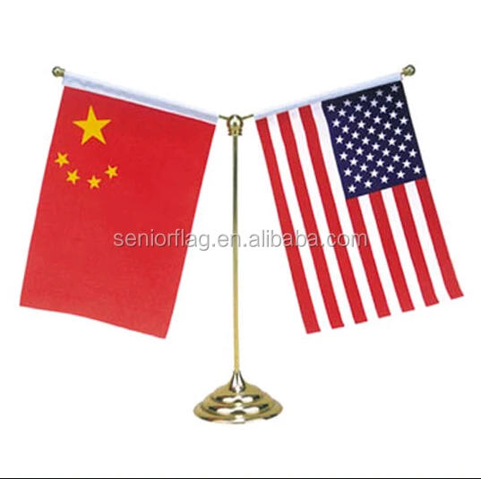 Hanging Style And Plastic Flagpole Material 2 Section Desk Flag