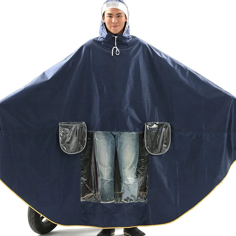 海军蓝色针织面料雨披男人和女人单工厂价格骑摩托车