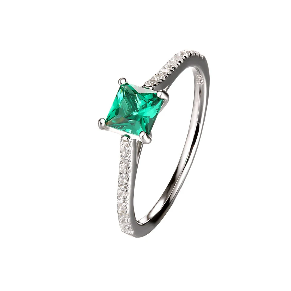 

Drop shopping Gemstone Ring Turkish Women's Nano Square Emerald Engagement Wedding Ring for Women 925 Sterling Silver US Jewels Prong Setting