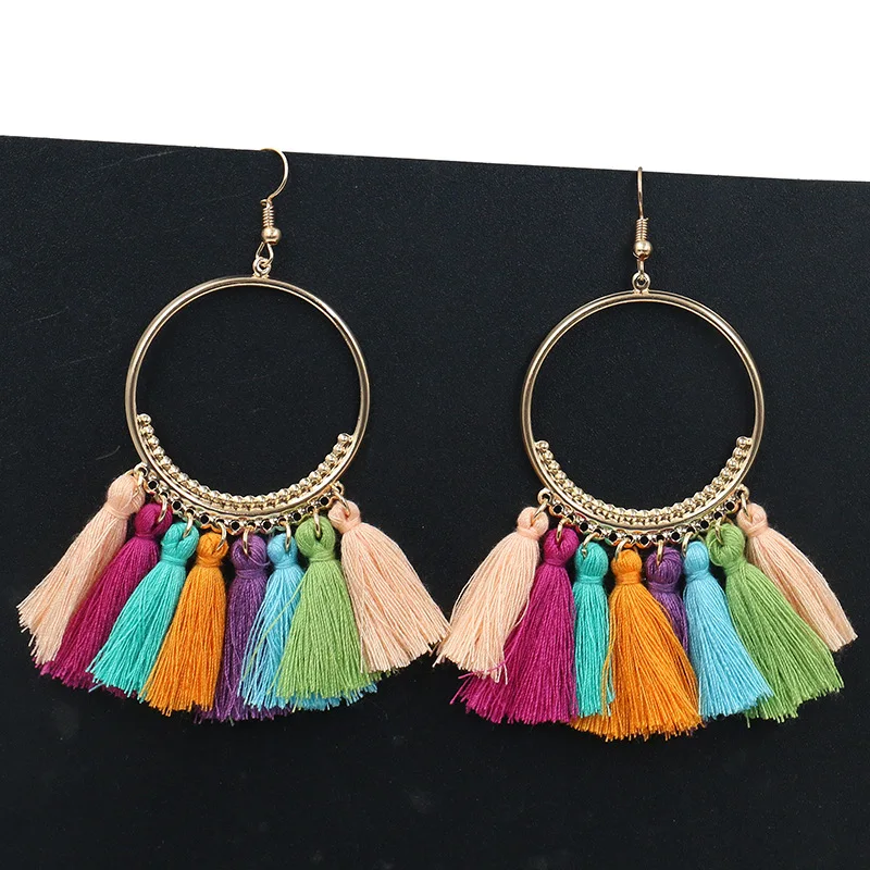 

New design Great Circle Overstate Alloy Valentine's Day Romance Tassel Earrings For Women, Colors