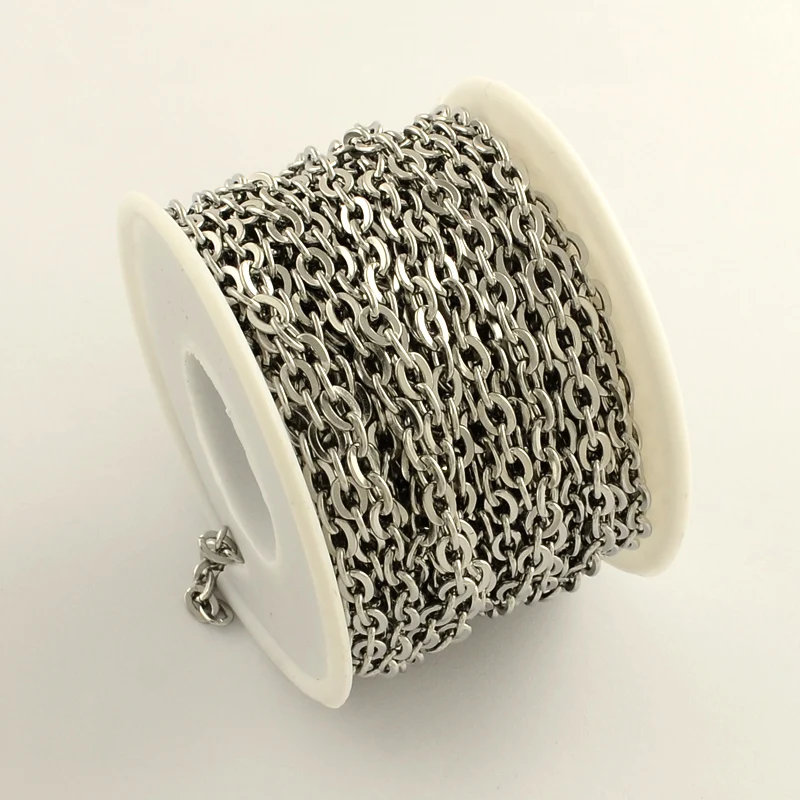 

PandaHall 304 Stainless Steel Cross Unwelded Chains, Stainless steel color