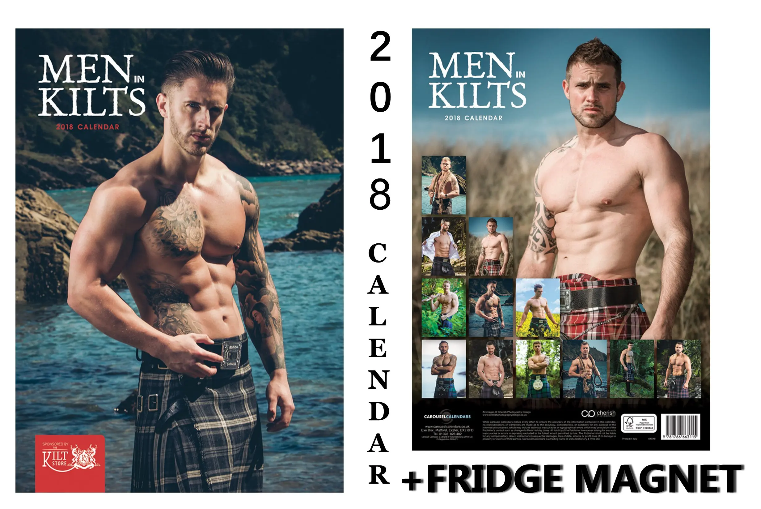 Men in kilts A3 calendar 2018 + men in kilts fridge magnet.