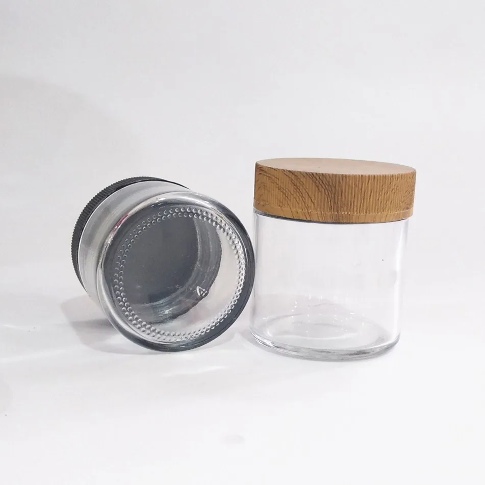 Empty 4 Oz Glass Jar With Lid Childproof Glass Spice Jars 3 Oz Wooden
