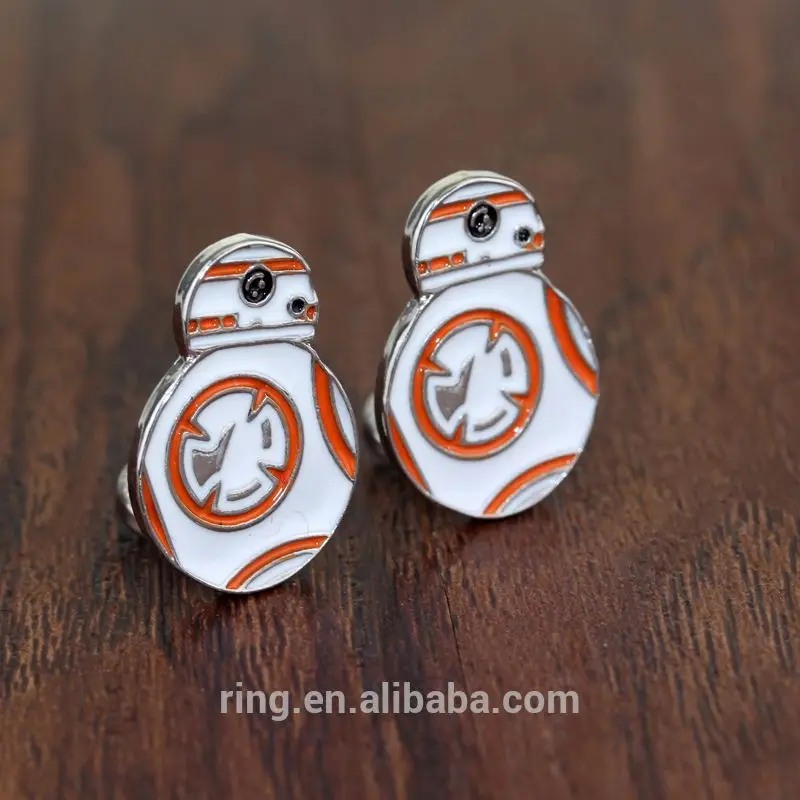 

High Quality Men Shirt Cuff Link Movie The Force Awakens BB8 BB-8 Droid Robot Action Figure Cute Cufflinks