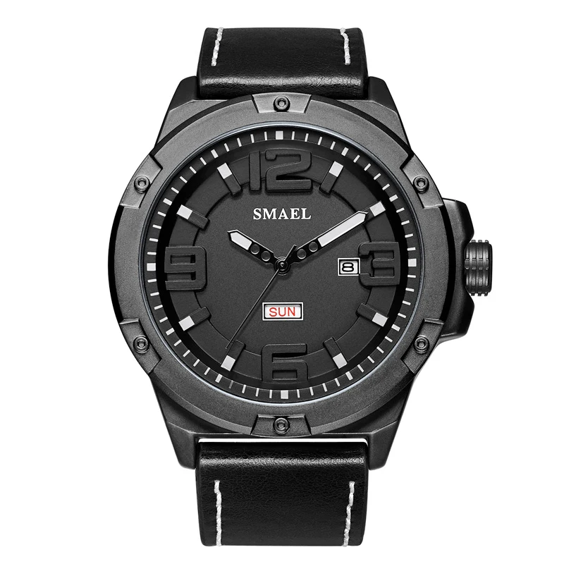 

SMAEL 1313 Brand Mens Business Wrist Watches Leather Date Week Male Clock 30m Waterproof Luxury Smael Men Quartz Watch Relojes