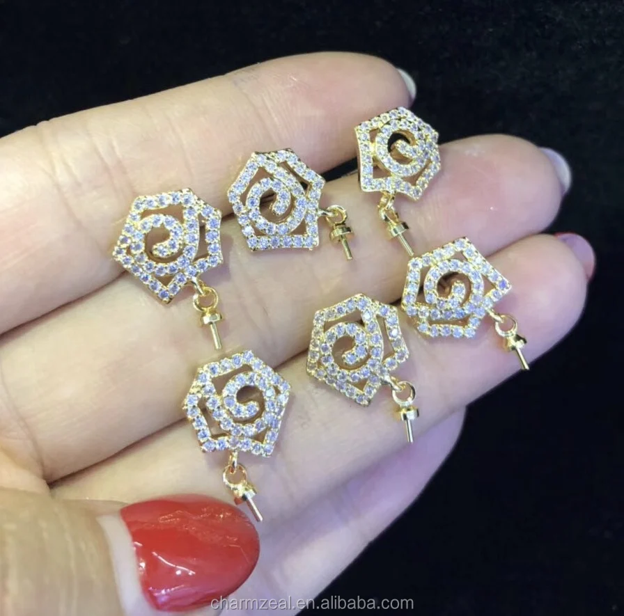 CZ-EMP0223 fashion unique earrings ear studs, knot earrings stud , baroque pearl earring design