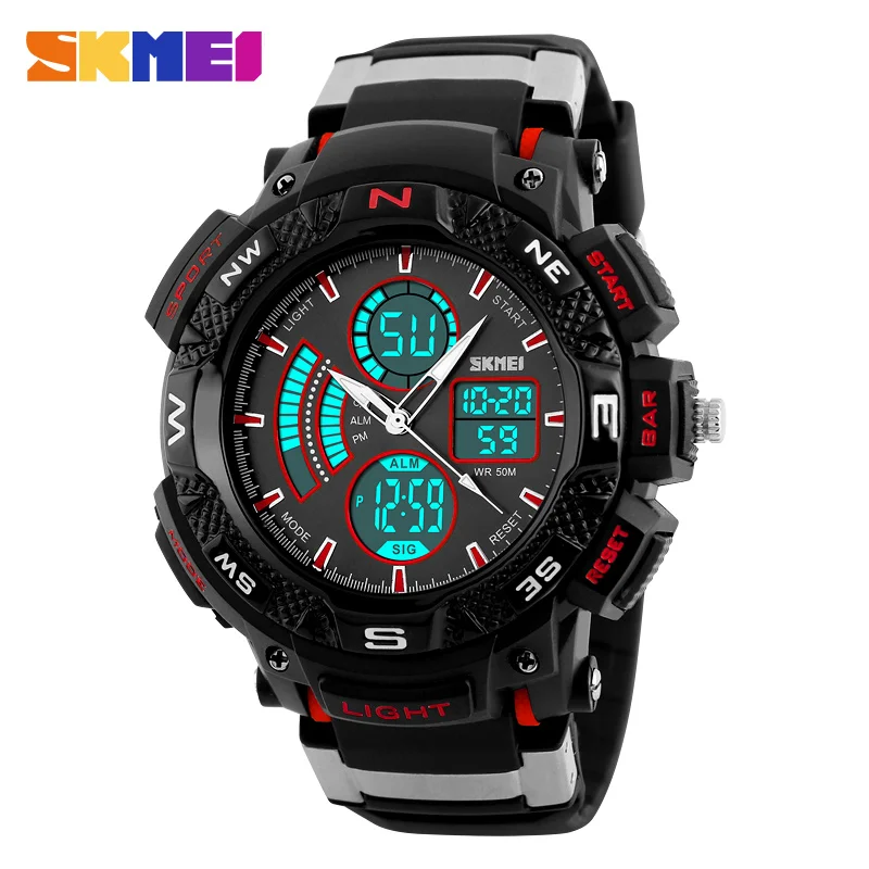 

SKMEI 1211 Men Digital Quartz Watch Outdoor Sport Watches Fashion Big Dial Dual Time Zone Alarm Chronograph Man Wristwatches