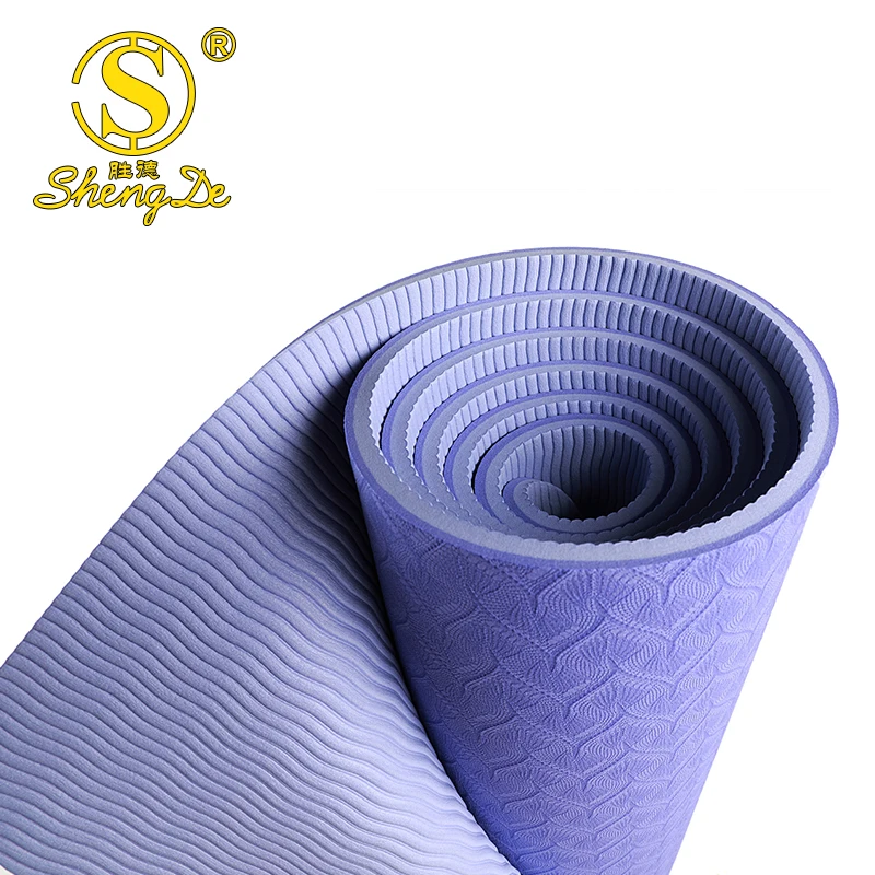 

Anti- tear high quality foam TPE yoga mat 6mm accept custom logo, Blue;pink;dark purple;light purple;green