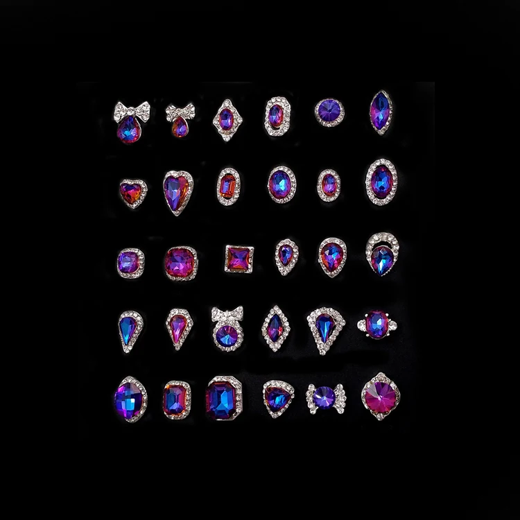 

Shiny Purple Manicure Accessories Big Rhinestone Nail Charms Non Hotfix Crystal Glass Jewelry Nail Art Decorations