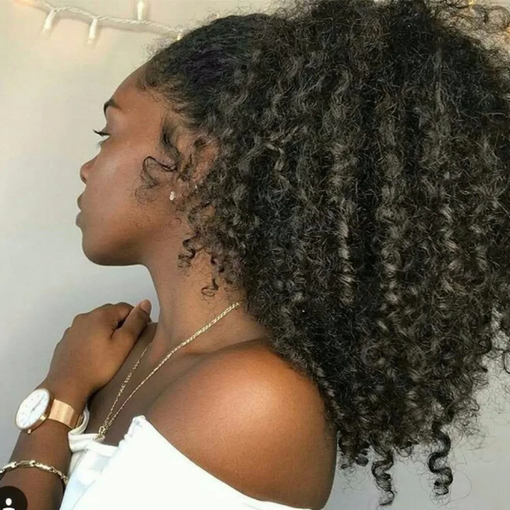

Factory wholesale peruvian human hair kinky curly ponytail drawstring