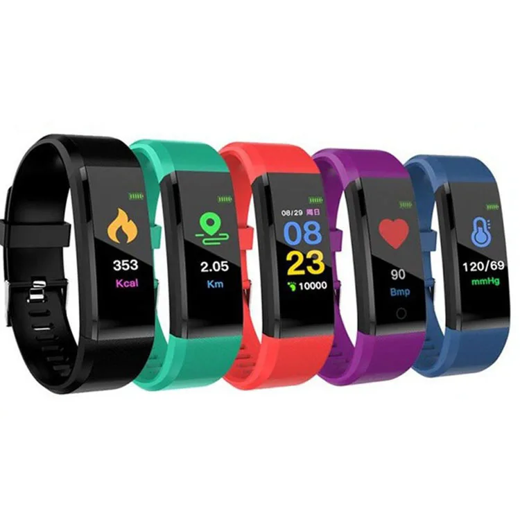 

Factory cheap price fitness tracker blood pressure 115 plus sport smart bracelet, Black, red, blue