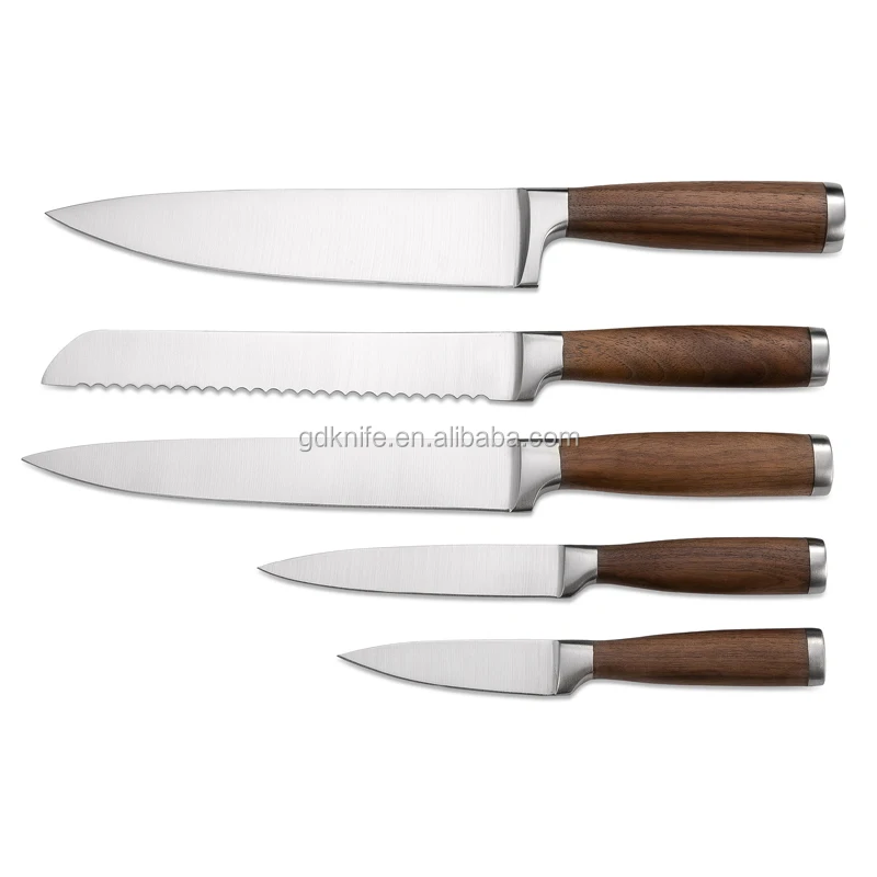 Professional 5 pcs with pp handle  black  titanium plated non stick coating stainless steel kitchen knife set