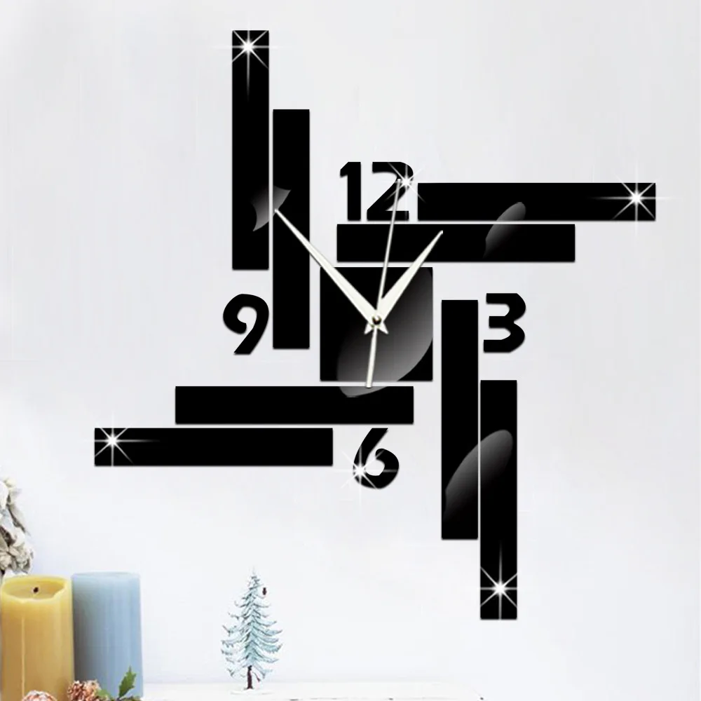 

Fashion beautiful clear acrylic wall clock room decoration DIY mirror digital clock