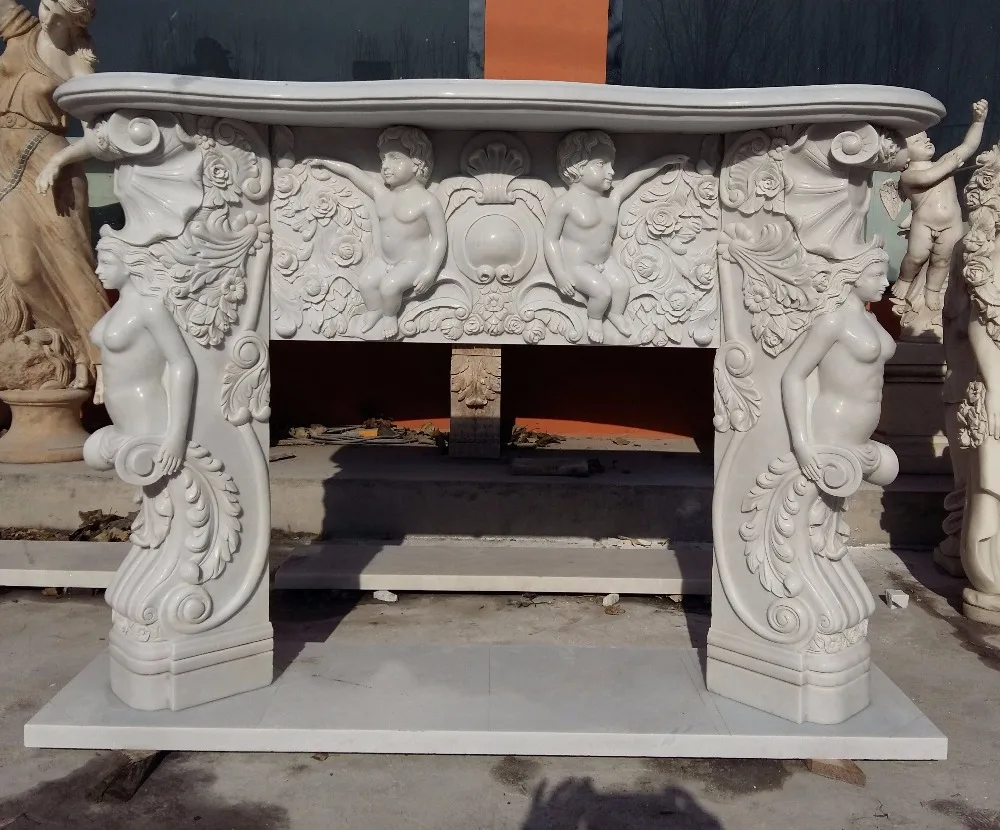 Carving Cultured Stone Cherubs Angel Fireplace Mantel Buy French