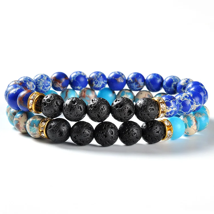 

F92 Retail Online Shopping Aromatherapy Lava Rock Faceted Gemstone Beaded Fashion Jewelry Healing Christmas Charms Bracelet, Natural color