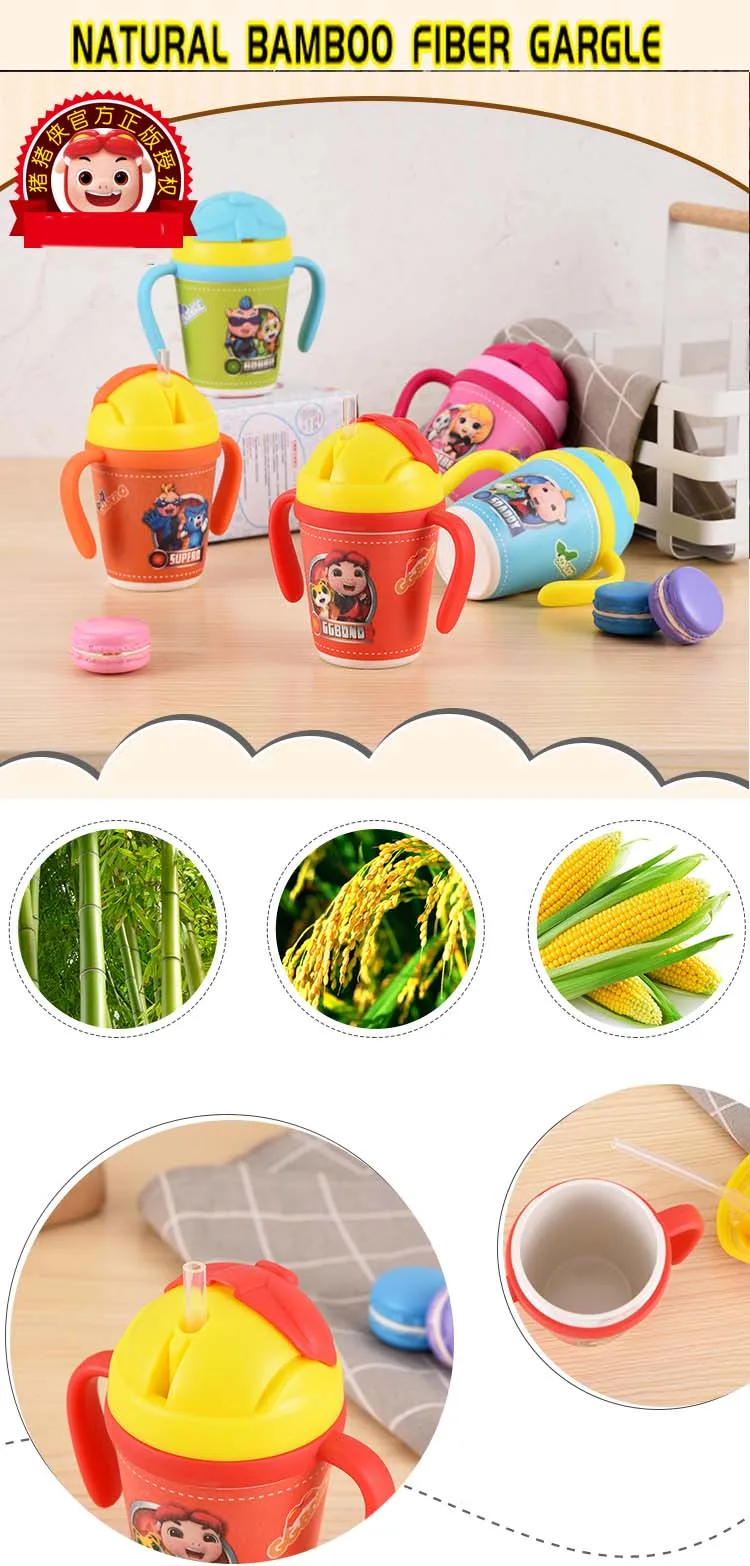 Baby Bamboo Water Bottle New Product Ideas 2019 Home Kitchen Gadget Insulation Children Drinking Cup With Silica gel Straw